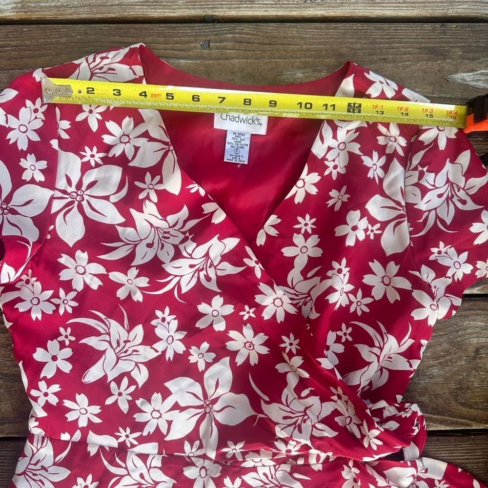 Chadwick's red/white floral short sleeve dress size 8 - Picture 5 of 12